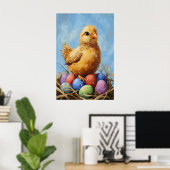 Vintage Easter Chick Art Print, Pastel Farmhouse Poster (Heimbüro)