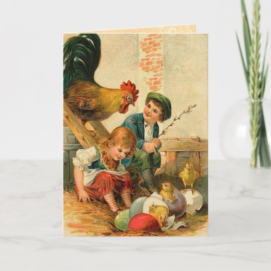 Vintage Easter Chick Card Feiertagskarte (Vorderseite)