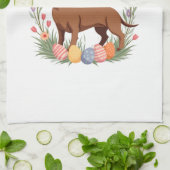 Vintage Easter Dachshund Bunny Dog with Floral Egg Geschirrtuch (Gefaltet)