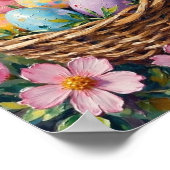 Vintage Easter Egg Basket Spring Art Poster (Ecke)