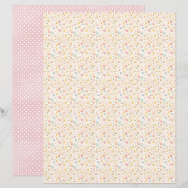 Vintage Easter Eggs Scrapbook Paper (Vorne/Hinten)