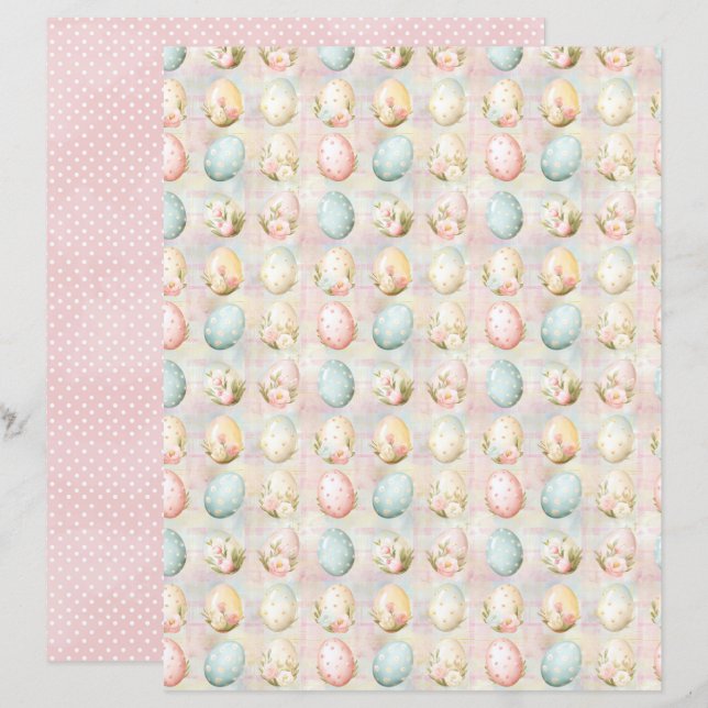 Vintage Easter Eggs Scrapbook Paper (Vorne/Hinten)