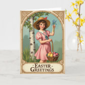 Vintage Easter Greetings Card Karte (Gelbe Blume)
