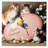 Vintage Easter Greetings Fliese (Vorderseite)