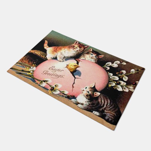 Vintage Easter Greetings Fußmatte (Schrägansicht)