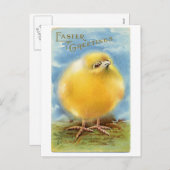 Vintage Easter Greetings Fuzzy Chick Feiertagspostkarte (Vorne/Hinten)