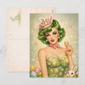 Vintage Easter Pin-Up Postcard  Feiertagspostkarte (Vorne/Hinten)