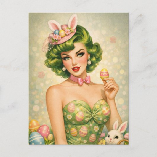 Vintage Easter Pin-Up Postcard  Feiertagspostkarte (Vorderseite)