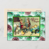 Vintage Easter, Rabbits at Home Feiertagspostkarte (Vorne/Hinten)