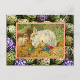 Vintage Easter, Rabbits, Chicks and eggs Feiertagspostkarte