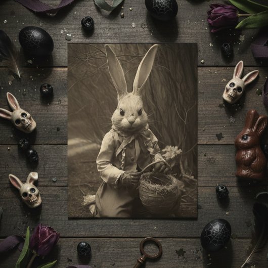 Vintage Easter Scary Bunny  Postkarte