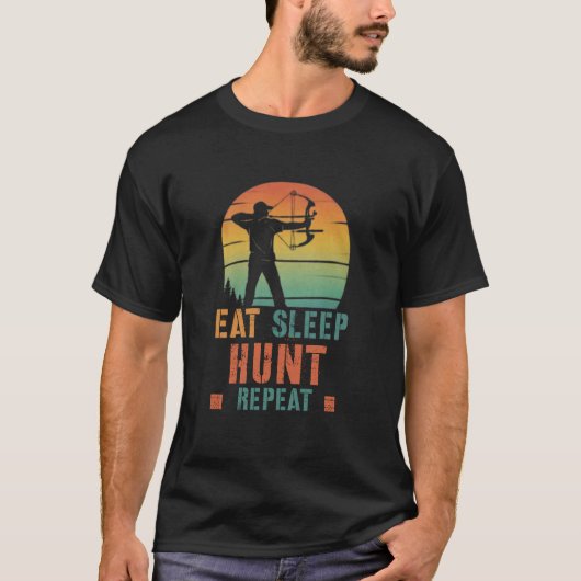 Vintage Eat Sleep Bow Hunt Repeat T-Shirt (Vorderseite)