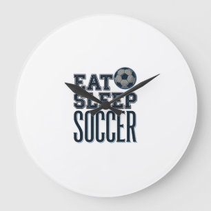 Vintage Eat Sleep Fußball Shirt Design (2)_1 Große Wanduhr