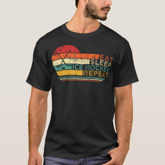 Vintage Eat Sleep Ice Hockey Repeat Hockey Game Pl T-Shirt