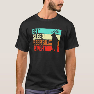 Vintage Eat Sleep Repeat Bier Bär Und Hirsch T-Shirt