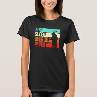 Vintage Eat Sleep Repeat Bier Bär Und Hirsch T-Shirt