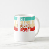 Vintage Eat Sleep Repeat Klavier Kaffeetasse (VorderseiteRechts)