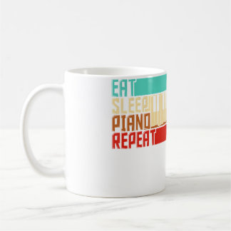 Vintage Eat Sleep Repeat Klavier Kaffeetasse