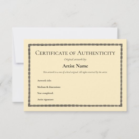 Vintage Echtheitsbescheinigung Dankeskarte (Vorderseite)