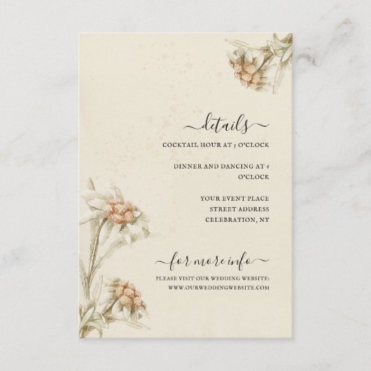 Vintage Edelweiss-Floral-Aquarellfarben Begleitkarte (Vorderseite)