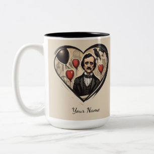 Vintage Edgar Allan Poe Herz Personalisiert Zweifarbige Tasse