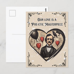 Vintage Edgar Allan Poe Valentinstag Postkarte