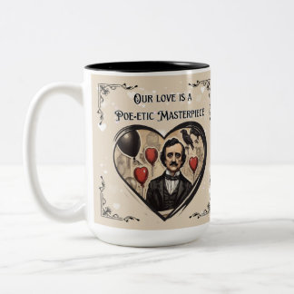 Vintage Edgar Allan Poe Valentinstag Zweifarbige Tasse