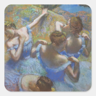Vintage Edgar Degas Blaue Tänzerinnen Ballett Kuns Quadratischer Aufkleber