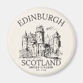 Vintage Edinburgh | Castle Retro Design Magnet (Vorne)