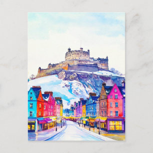 Vintage Edinburgh Castle Schottland Winter Reise Postkarte