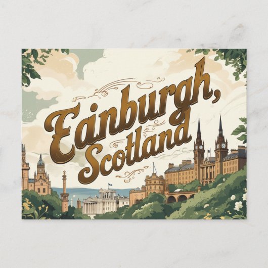 Vintage Edinburgh Charme Postkarte (Vorderseite)