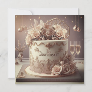 VINTAGE EDITIERBARE HOCHZEITSTAG-TORTE EINLADUNG