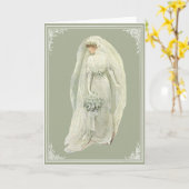 Vintage Edwardian Bride Grußkarte Karte (Gelbe Blume)