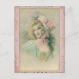 Vintage-Edwardian-Dame in Rosa, Illustration aus d Postkarte