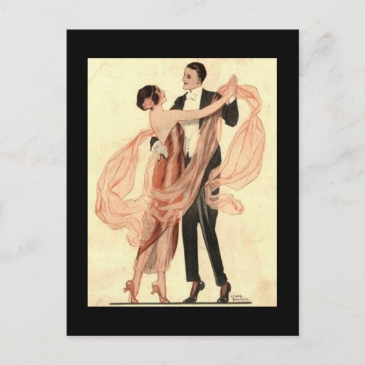 Vintage Edwardian Dancing Couple Postcard Postkarte (Vorderseite)