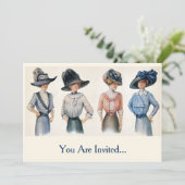 Vintage Edwardian Fashion von 1910 Einladung (Stehend Vorderseite)