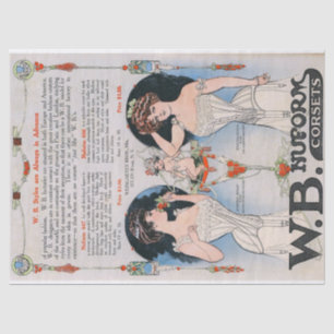 Vintage Edwardian Korsett-Anzeige Seidenpapier