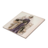 Vintage Edwardian Lady Fox Fashion Illustration Fliese (Seite)