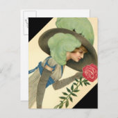 Vintage Edwardian Rose Lady Einladung Postkarten (Vorne/Hinten)