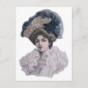 Vintage Edwardianische Damenporträt   Eleganter bl Postkarte