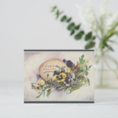 Vintage Egg and Pansies Easter Postkarte (Stehend Vorderseite)