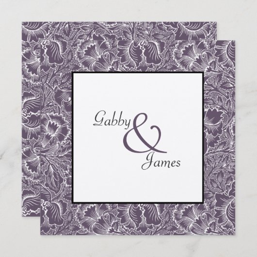 Vintage Eggplant Pflaumenmuster Einladung zur Hoch (Vorne/Hinten)