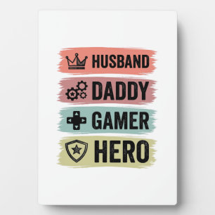 Vintage Ehemann Daddy Gamer Held Geometrisches T-S Fotoplatte