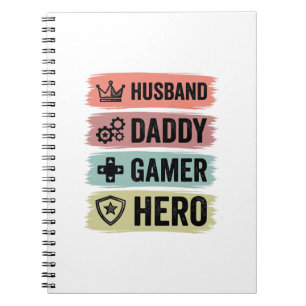 Vintage Ehemann Daddy Gamer Held Geometrisches T-S Notizblock