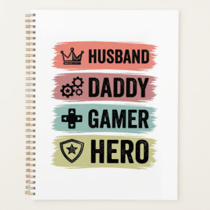 Vintage Ehemann Daddy Gamer Held Geometrisches T-S Planer