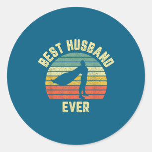 Vintage Ehemann Ever Superheld Spaß Runder Aufkleber