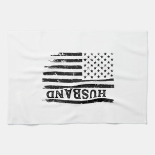 Vintage Ehemann Patriotic Flag Shirt Design_1 Geschirrtuch