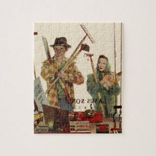 Vintage Ehepaar mit Gartengeräten Puzzle