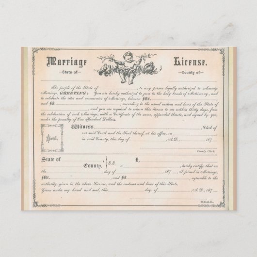 Vintage Eheschließungskarte Postkarte (Vorderseite)