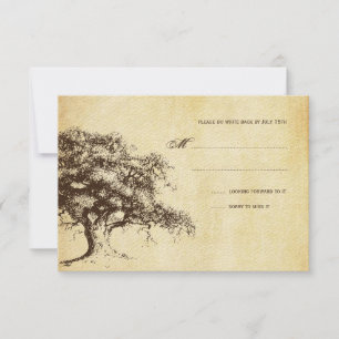 Vintage-Eichen-Hochzeit-RSVP-Karte RSVP Karte